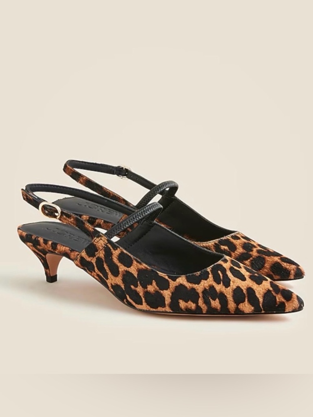 J Crew NWT  Pointed Slingback Flats - calf hair leopard